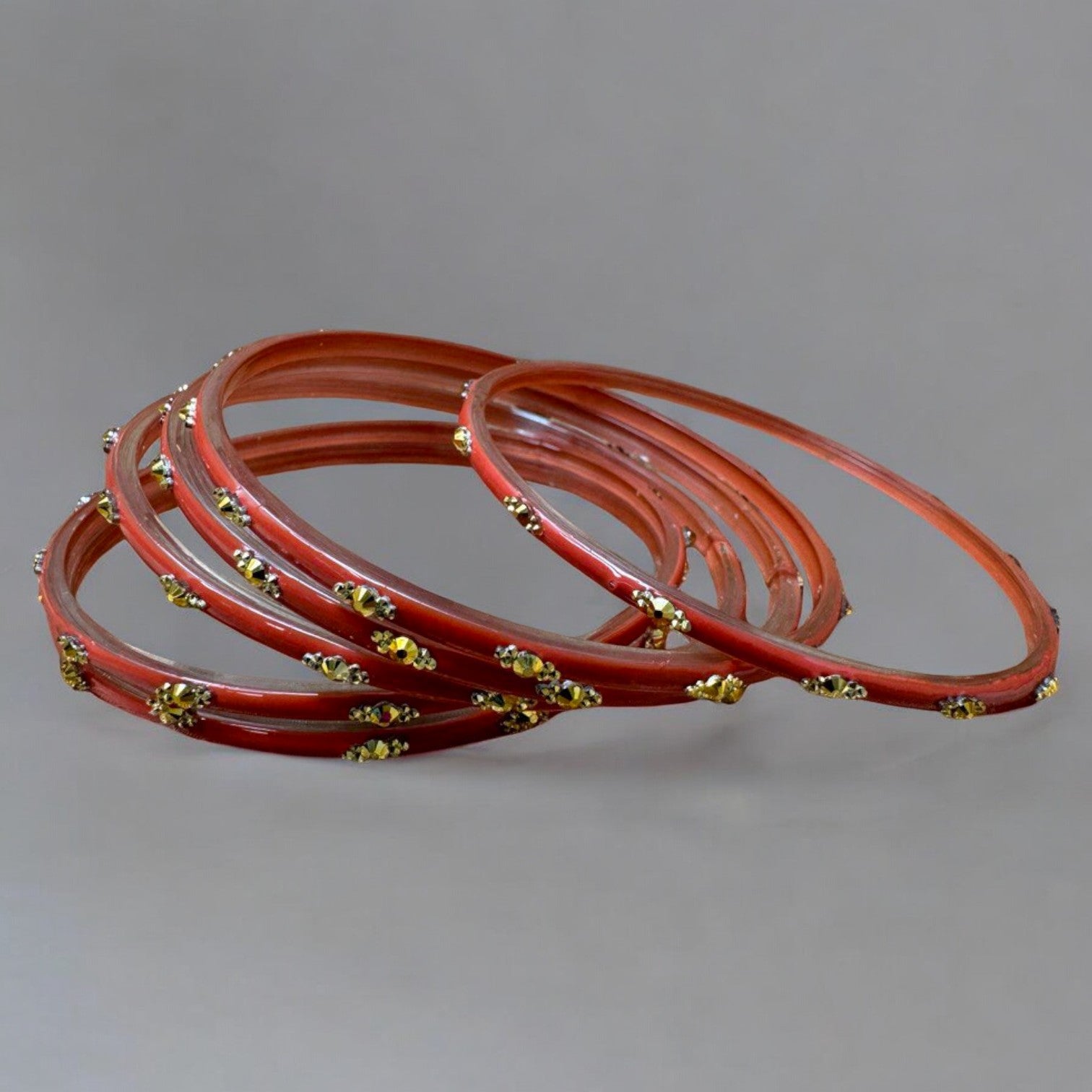 Sahiba - 6pk Indian Glass Bangles Churiyan Set With Hand Work