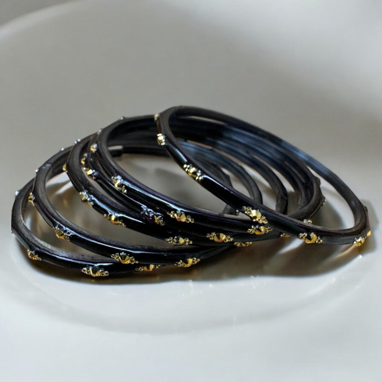 Sahiba - 6pk Indian Glass Bangles Churiyan Set With Hand Work