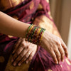 ANML - LPH Multicolor Glass Bangle Set with Gold Ghungroo Latkan Kadas (Copy)