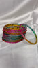 ANML - L-MLT Multicolor Glass Bangle Set with Gold Ghungroo Latkan Kadas