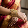 ANML - Gold Finish Stone Studded Bangle Set Traditional Antique
