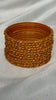 ANML - Mustard Haldi Glass Bangle Set with Gold Stone Work Haldi Ceremony Churi