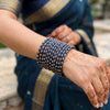 GlitB - Morphank Glitter Glass Bangle Set with Champagne Gold Stone Work