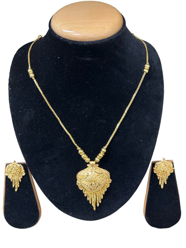 1G Gold Plated Set with Necklace and Pair of Earrings