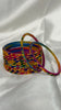 Zubee - Handmande Multicolor Glass Bangle Set with Gold Stone Work Churi Stack for Navratri