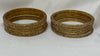 GlitB - Gold Glitter Glass Bangle Set with Champagne Gold Stone Work