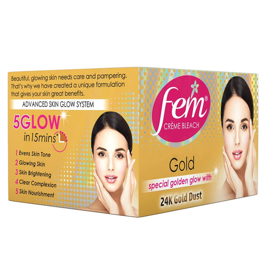 Fem Fairness (Gold) Crème Bleach | Enriched with Goodness of 24K Gold Dust |
