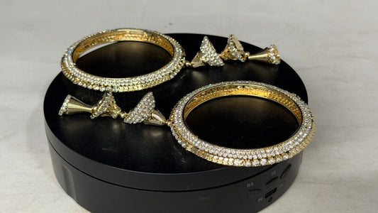 1940GW - American Diamond Bridal Accent Kadas with Crystal Dome Latkan