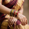 ANML - LPH Multicolor Glass Bangle Set with Gold Ghungroo Latkan Kadas (Copy)