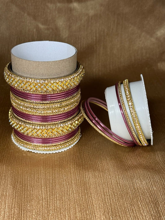 8056G - Gold-Tone Pyazzi Studded Bridal Bangle Set