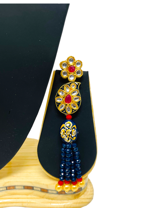 Gold Plated Kundan Long Mala Necklace & Earring Set KX1