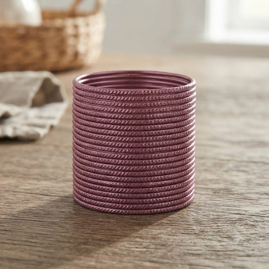 KGF- Kids Peachy Pink Textured Metal Bangle Set (Pack of 24)