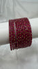 GlitStonB - Strawberry Glass Bangle Set with Golden Champagne Stone Work