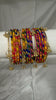 Zubee - Handmande Multicolor Glass Bangle Set with Gold Stone Work Churi Stack for Navratri
