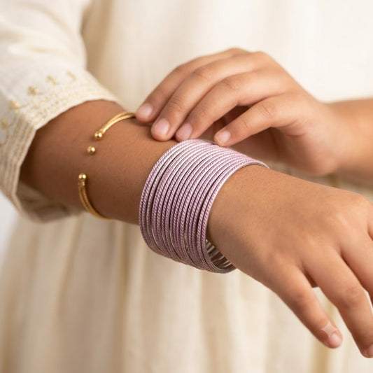 KGF- Kids Pink Textured Metal Bangle Set (Pack of 24)