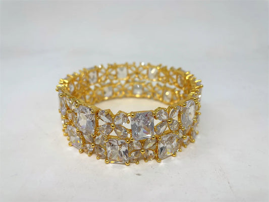 AD Golden Polish Bangles with American Diamond Stones #ADB40