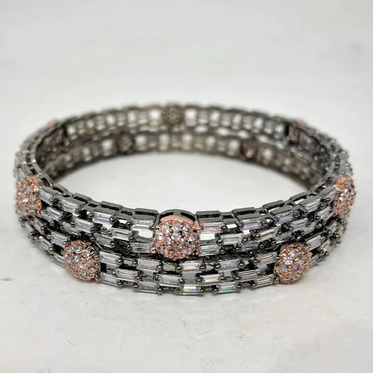 AD Victorian Polish Bangles with American Diamond Stones #ADB61
