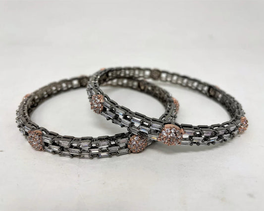 AD Victorian Polish Bangles with American Diamond Stones #ADB61