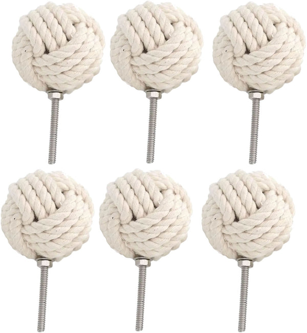 White Cotton Rope Door Cabinet drawer Knobs pull