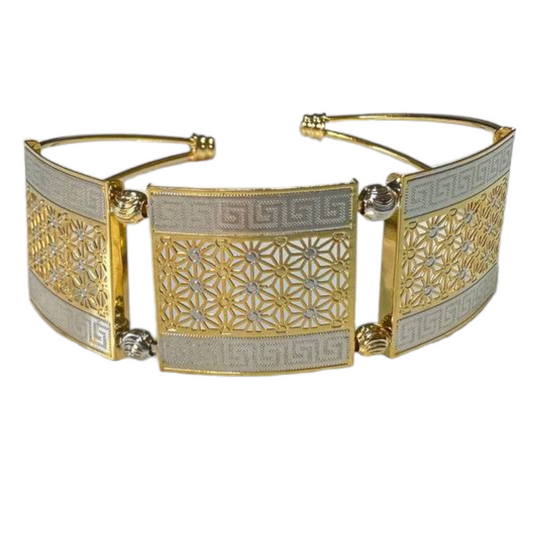 Gold Plated Dual Tone Dubai Style Kada Cuff Bracelet  #GPW4