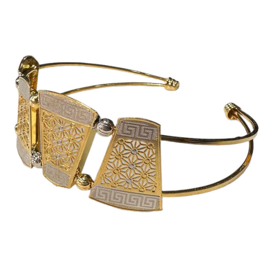 Gold Plated Dual Tone Dubai Style Kada Cuff Bracelet #GPW2