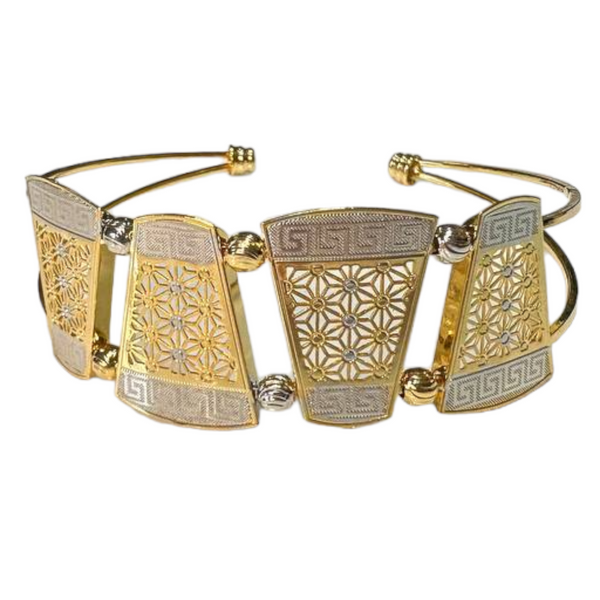 Gold Plated Dual Tone Dubai Style Kada Cuff Bracelet #GPW2