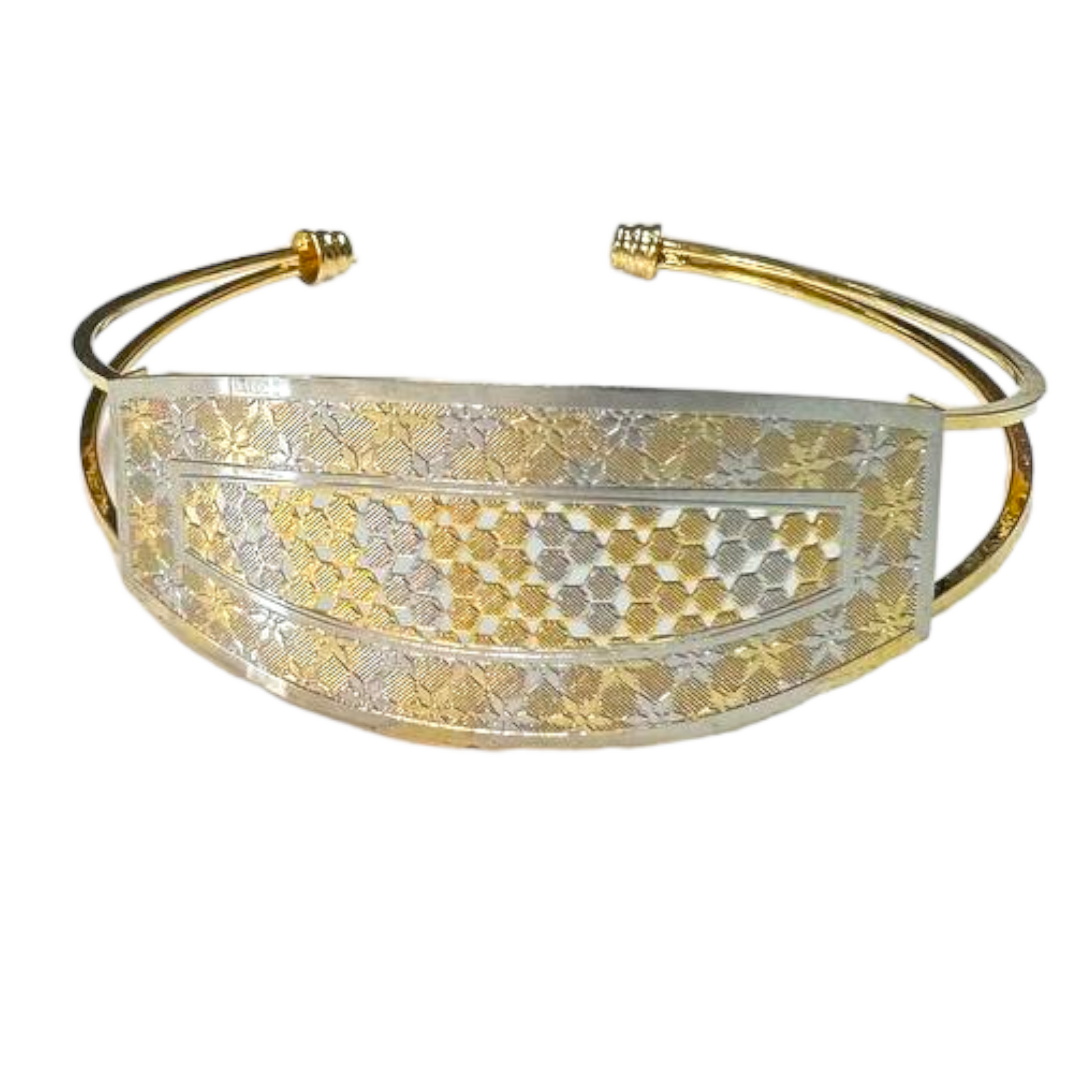 Gold Plated Dual Tone Dubai Style Kada Cuff Bracelet #GPW3