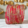 Gazab - Crystal & Gold Hand Stonework Glass Bangle Set Pack of 12 Bangles