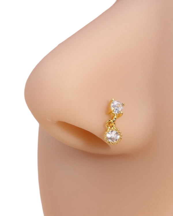 Gold Finish With Cubic Zirconia Stones Nose Stud N41