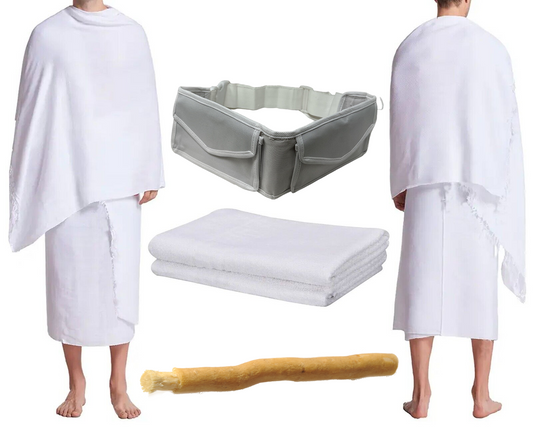 100% Haji Cotton Towel Ihram Ehram Hajj Umrah  Waist Belt Miswak Unscented Soap