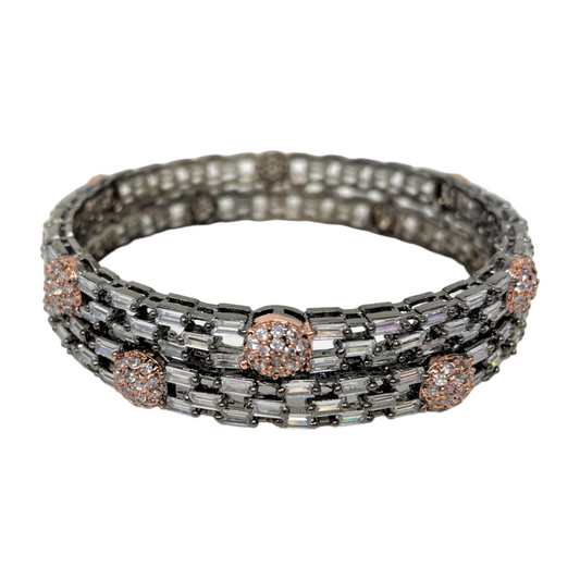 AD Victorian Polish Bangles with American Diamond CZ Stones