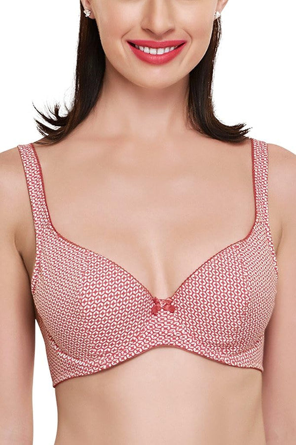 Organic Cotton Antimicrobial Anti fungal Underwired Soft Bra ISB024 Coral Print