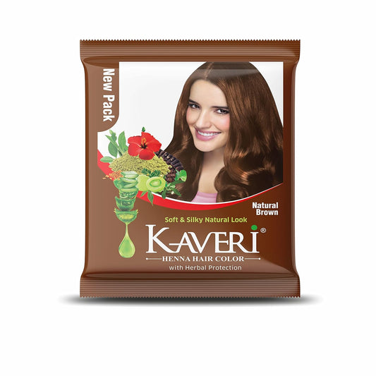 Kaveri Henna Natural Brown Hair Color Dye -1 Application Sachet 10gm