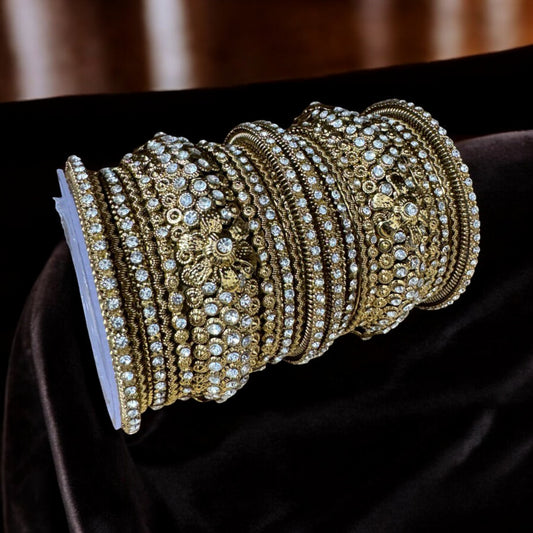 Mehendi Gold finish Bangle Kangan with Rhinestone #MG1