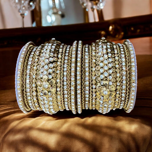 Mehendi Gold finish Bangle Kangan with Rhinestone #MG1