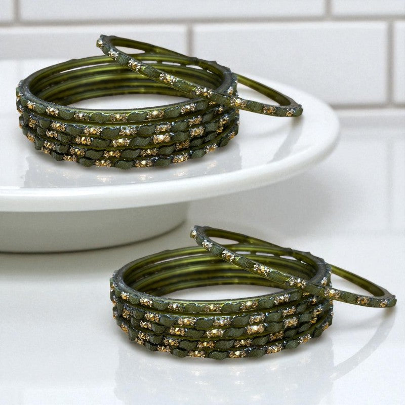 Set  of 12 Pooja - Indian Glass Bangles Churiyan Set various Colors and Sizes MP