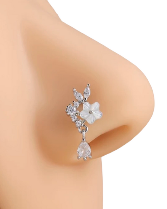 Cubic Zirconia L Shaped Nose Stud Body Piercing Jewelry N23