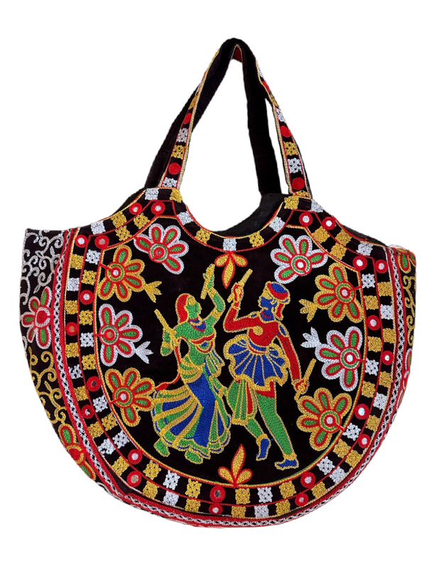 Handcrafted Bag Rajasthani Navratri Garba Brown Hand Tote Bag Purse #HB37