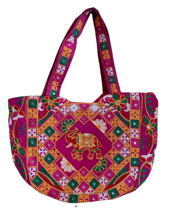 Handcrafted Bag Rajasthani Pink Hand Tote Bag Purse #HB39