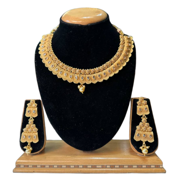 Rajwadi  Gold Plated Polki Reverse AD Stones Necklace & Earring Set #RAD29