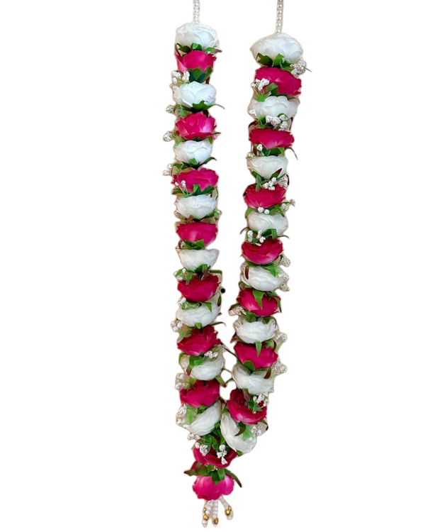 Artificial Fabric Pink And White Rose Wedding Varmala Jaimala Haar Garland Shadi VM5