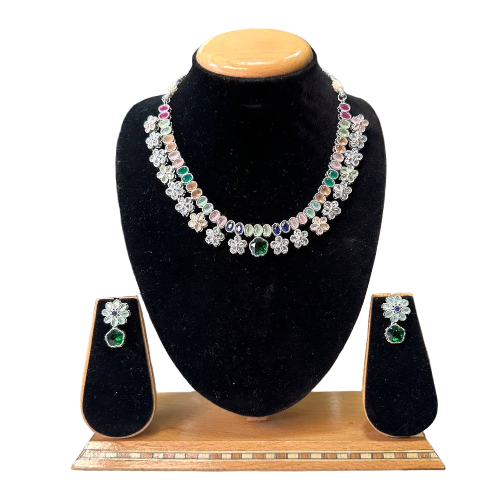 Polki With Monalisa Stones Necklace And Earrings Set #PS26