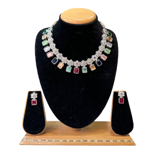 Polki Set With Monalisa Stones Necklace And Earrings #PS27