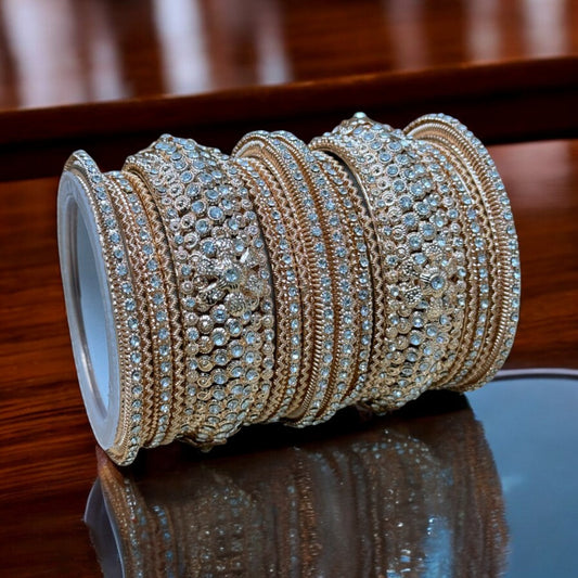 Rose Gold Finish Indian Bangle with Rhinestones #RG1