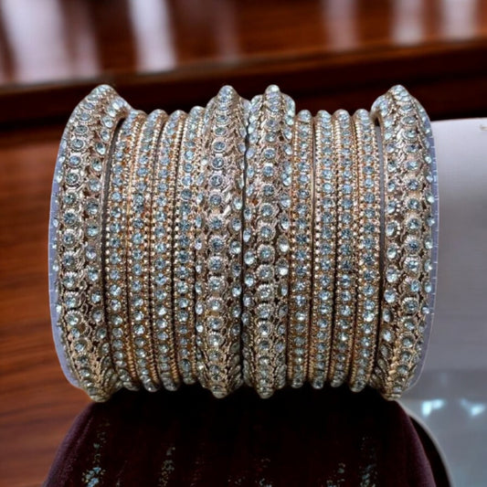 Rose Gold Finish Indian Bangle with Rhinestones #RG1
