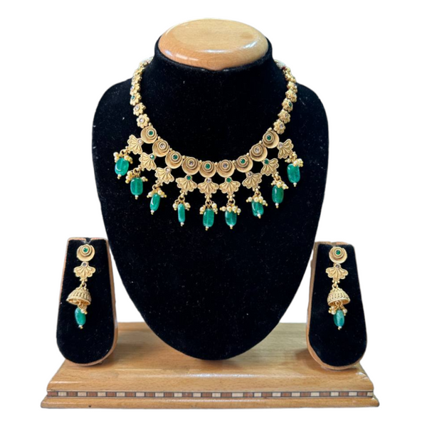 Rajwadi Gold Plated Polki Reverse AD Stones Necklace & Earring Set #RAD31