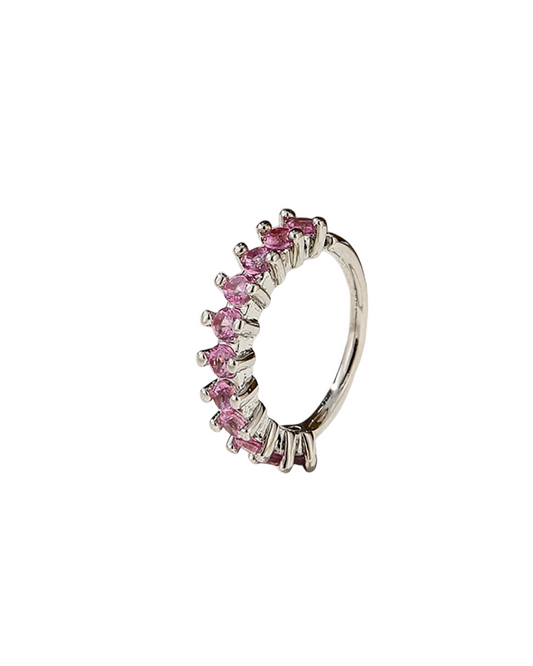 Cubic Zirconia & Pink Stone Nose Ring Hoop Body Piercing Jewelry N37