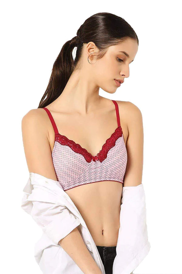Organic Cotton Antimicrobial Soft Bra  Berry Floral Non Wired ISB018D