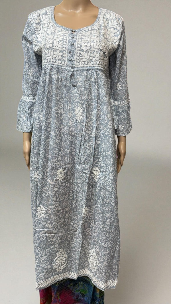 Top12 - Gray Printed Maxi Dress Floral & Paisley