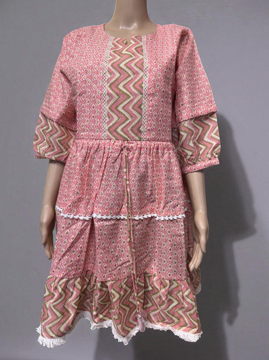 Top24 - Boho Pink Tiered Dress